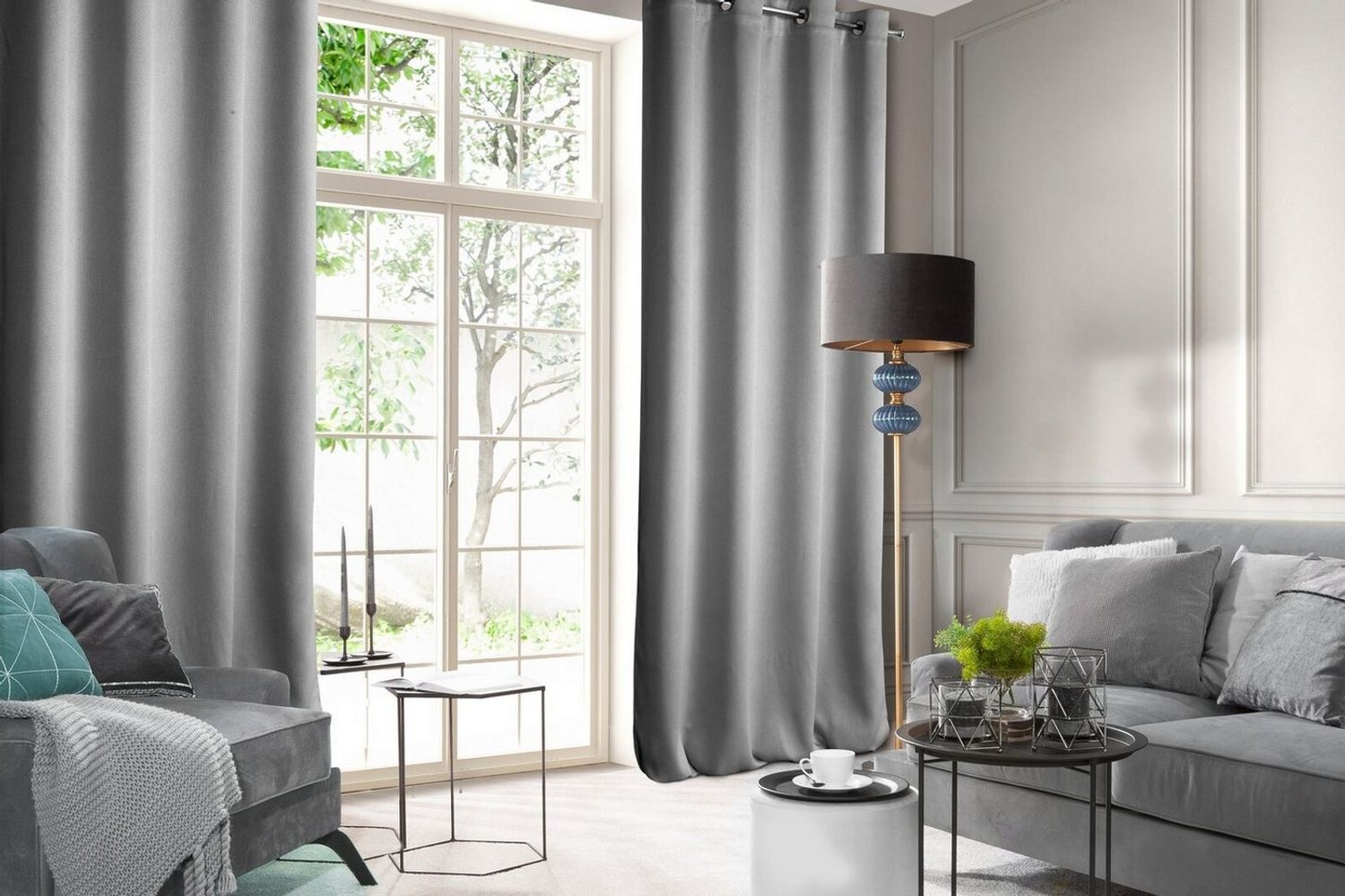 Design91 Samtvorhang, Ösen, Polyester stahl, 140x250 cm Bild 1