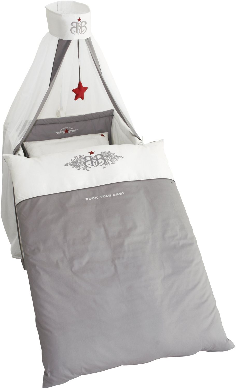 roba Bettgarnitur 'Rock Star Baby 1' 4-teilig - Bettwäsche 100 x 135 - Nestchen - Himmel Bild 1