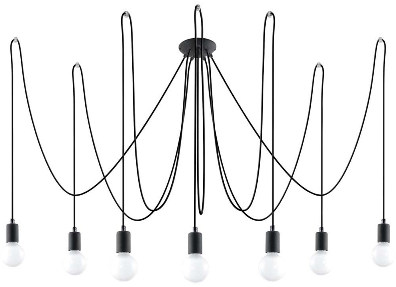 Pendelleuchte Schwarz Stahl, 7-flammig, H 300 cm Bild 1