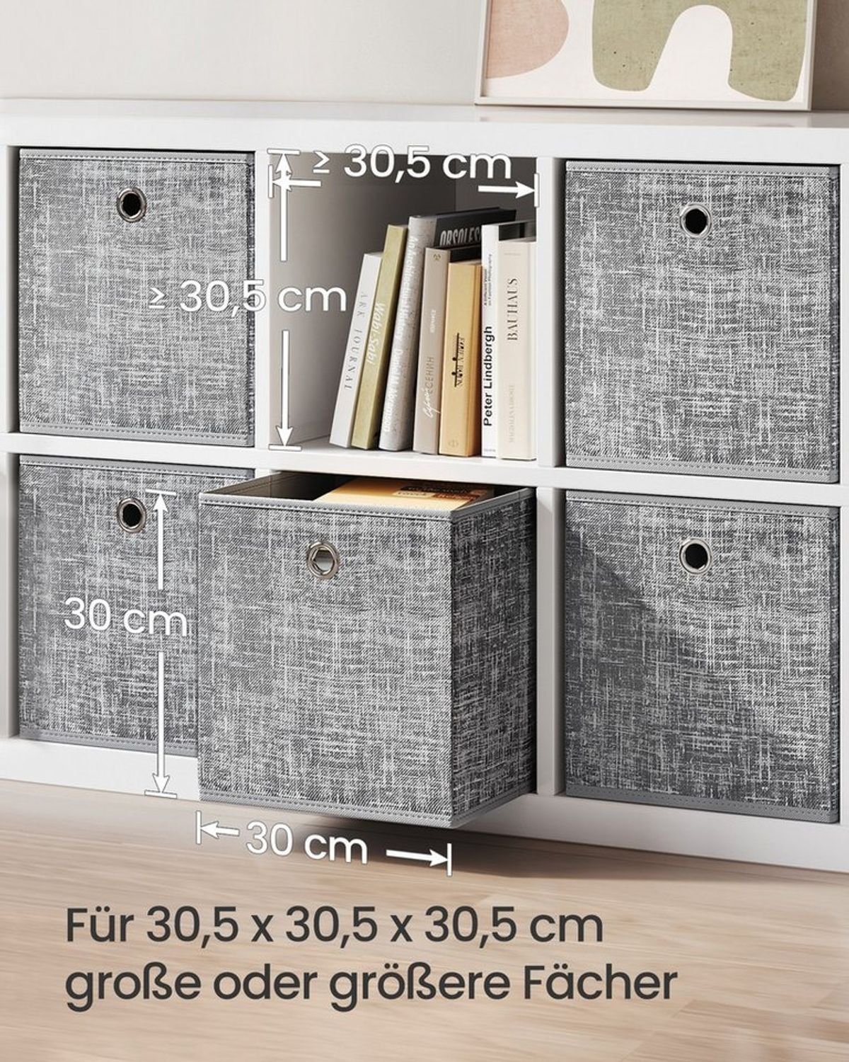 SONGMICS Aufbewahrungsbox mit Griff, 6er Set, Vliesstoff grau meliert, 33 x 33 x 33 cm Bild 1