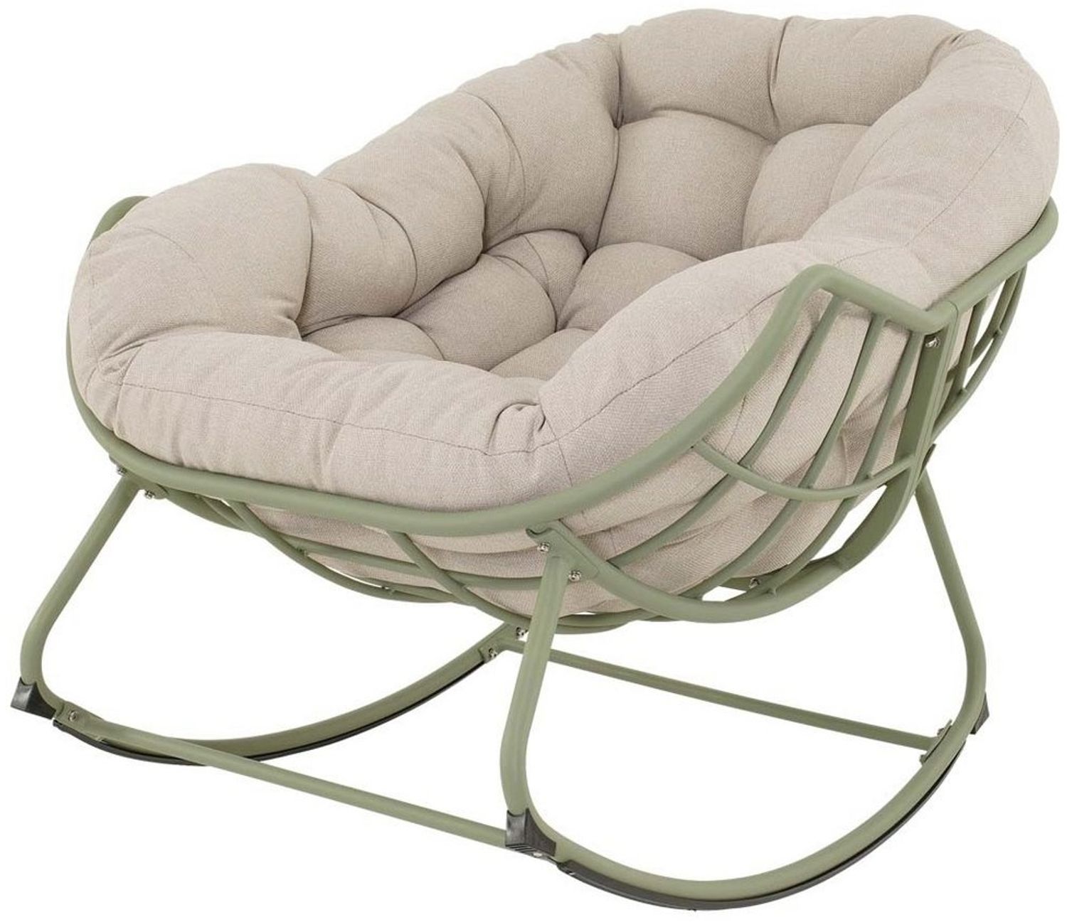 Lesli Living Schaukelstuhl Relax-Stuhl COZY Gartenstuhl beige/grün Bild 1