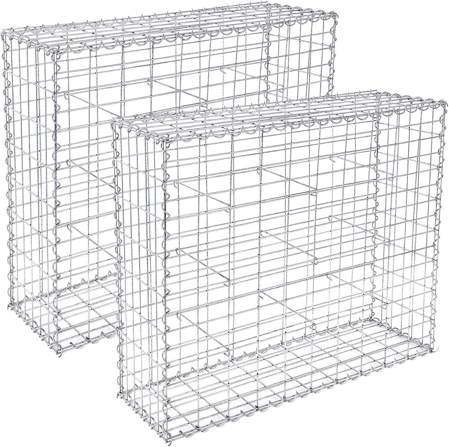 SONGMICS Gabionenkörbe, verzinkt, Metall silber, 100 x 80 x 30 cm, 2 Stück Bild 1