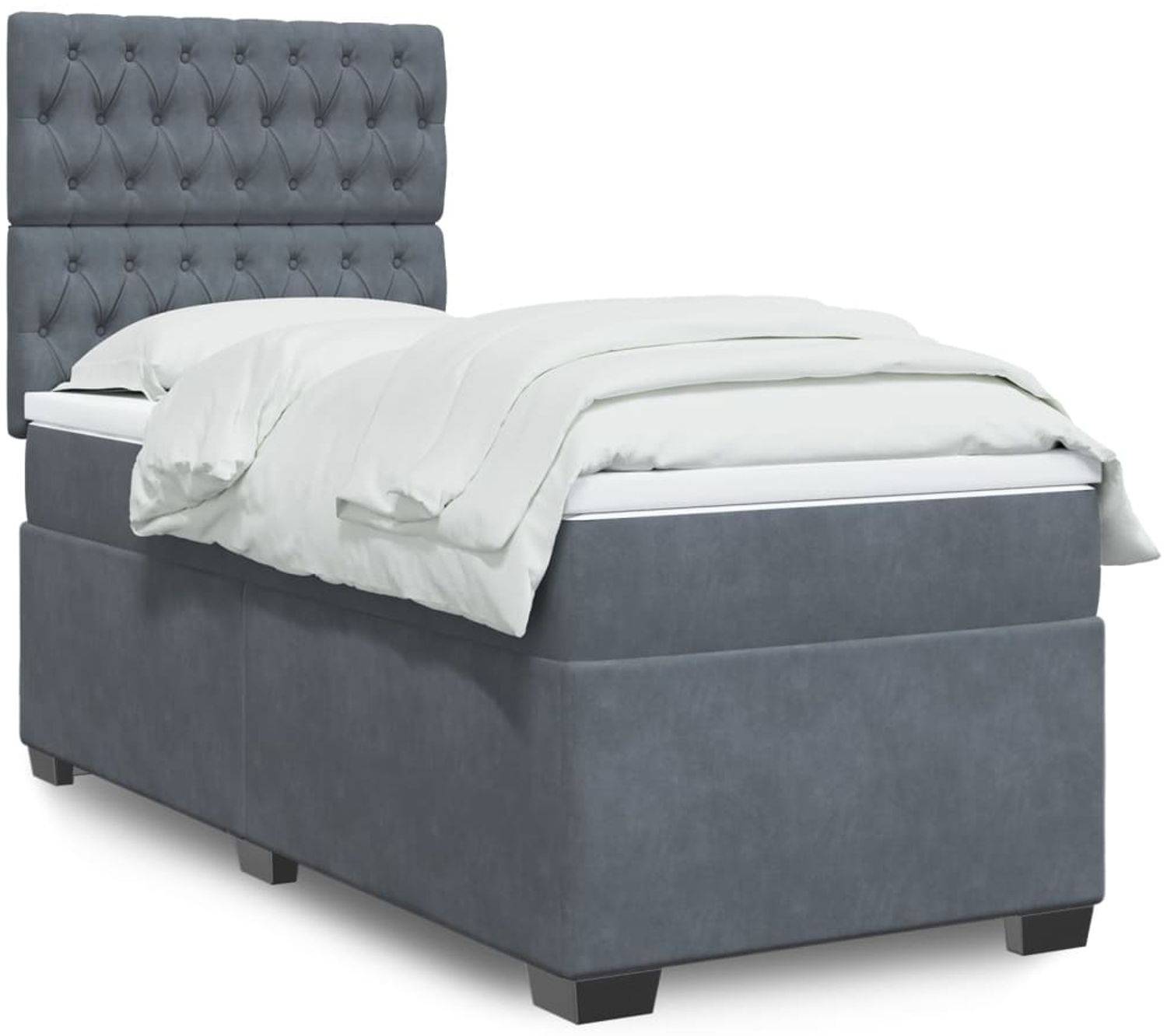 vidaXL Boxspringbett mit Matratze Dunkelgrau 90x200 cm Samt 3293117 Bild 1