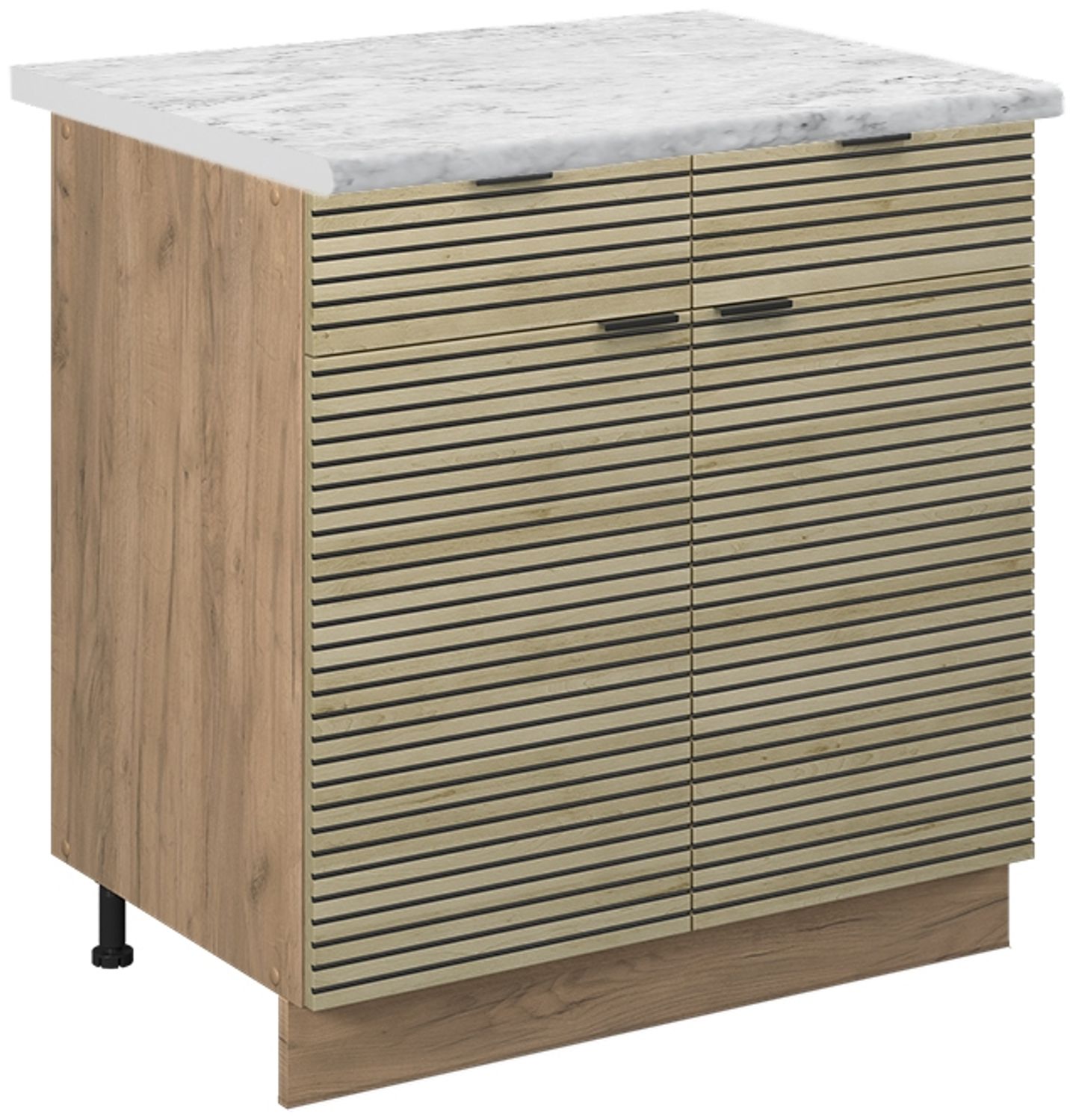 Küchenunterschrank Fame-Line Eiche Paneel 80 cm , AP Marmor Vicco Bild 1