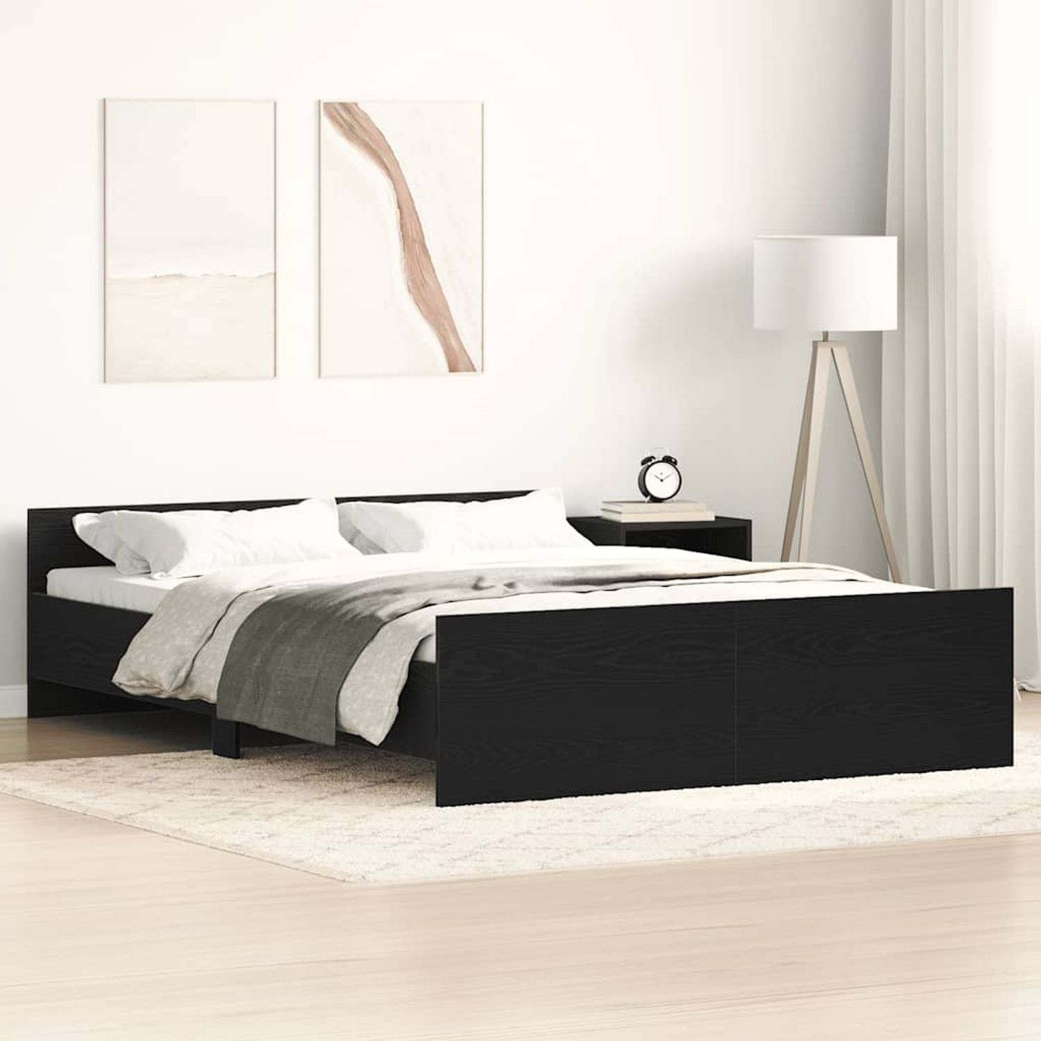 vidaXL Bettgestell ohne Matratze Schwarz Eichen-Optik 120x200 cm 3329318 Bild 1
