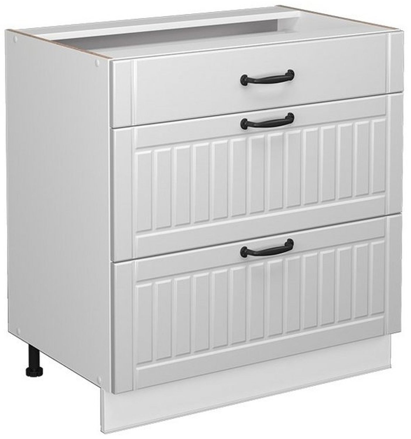 Badschrank Fame-Line Weiß Landhaus 80 x 82 cm mit 3 Schubladen, ohne Arbeitsplatte Vicco Bild 1