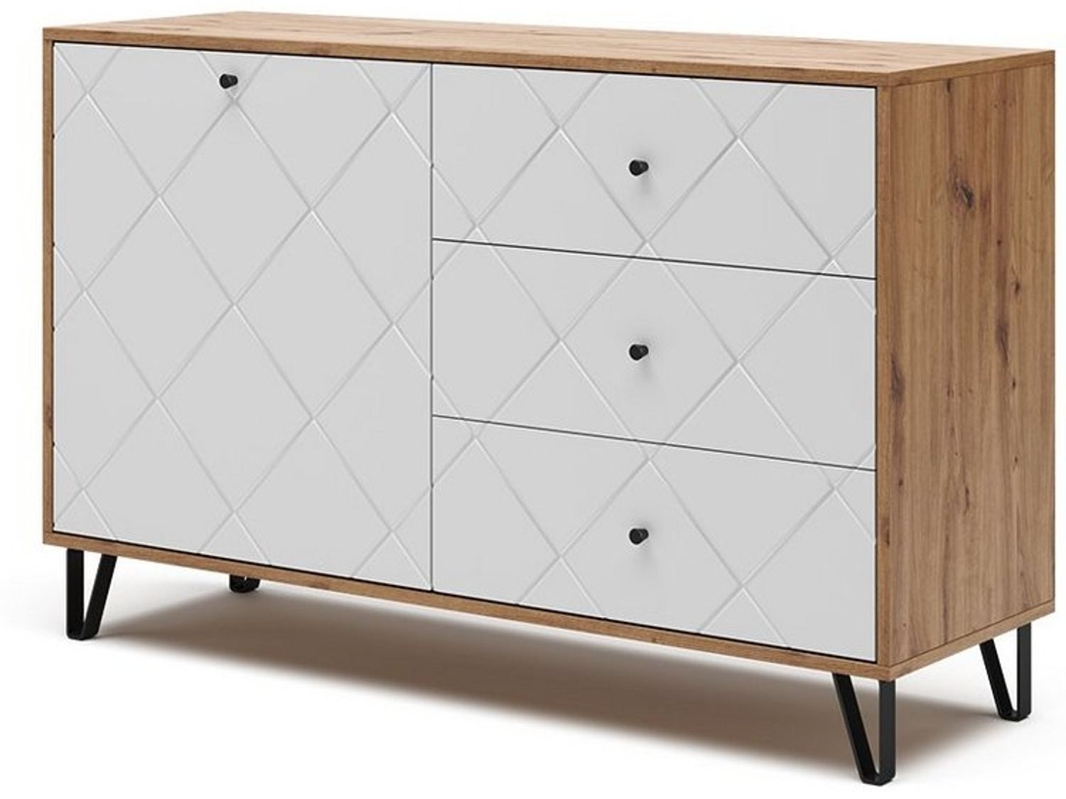 Vicco Kommode Nizza, Artisan-Eiche/Weiß, 128 x 78 cm Bild 1