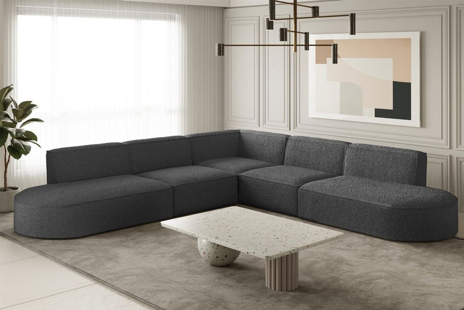 Ecksofa Designersofa PALMA Stoff Ascot Graphitgrau Universal Bild 1