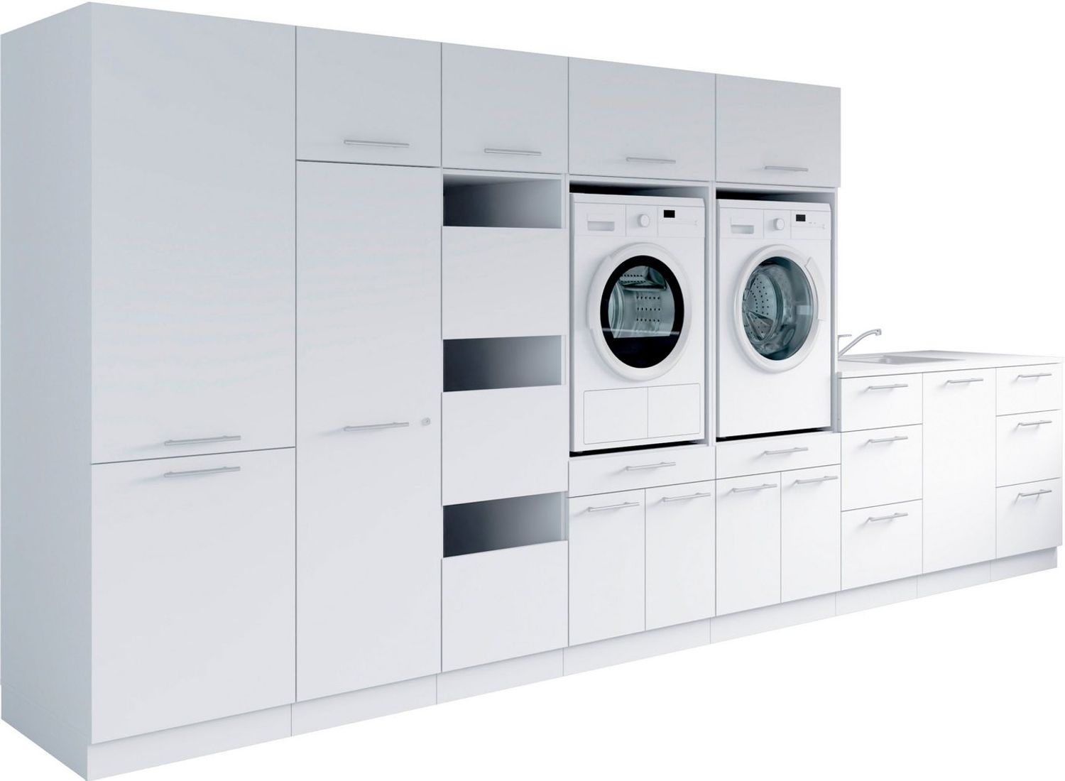 Laundreezy Mehrzweckschrank-Set Laundreezy, 12-tlg. Mehrzweckschrank-Set B/H/T 445/200/68 cm, (12-St), Breite 445 cm, Soft-Close-Funktion, höhenverstellbare Füße Bild 1
