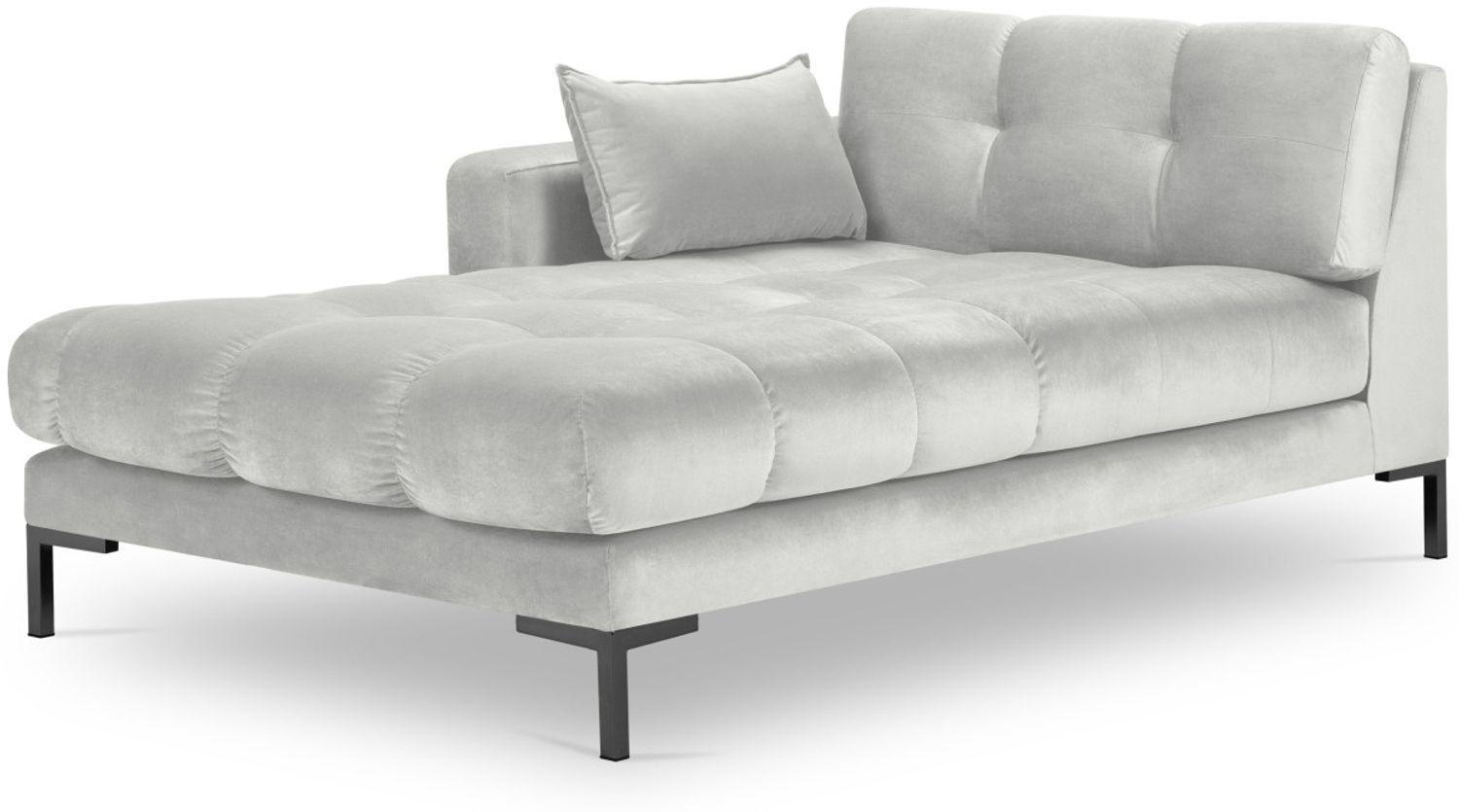 Micadoni Recamiere Mamaia 1-Sitzer Links Samt Bluvel Silber schwarze Beine Bild 1