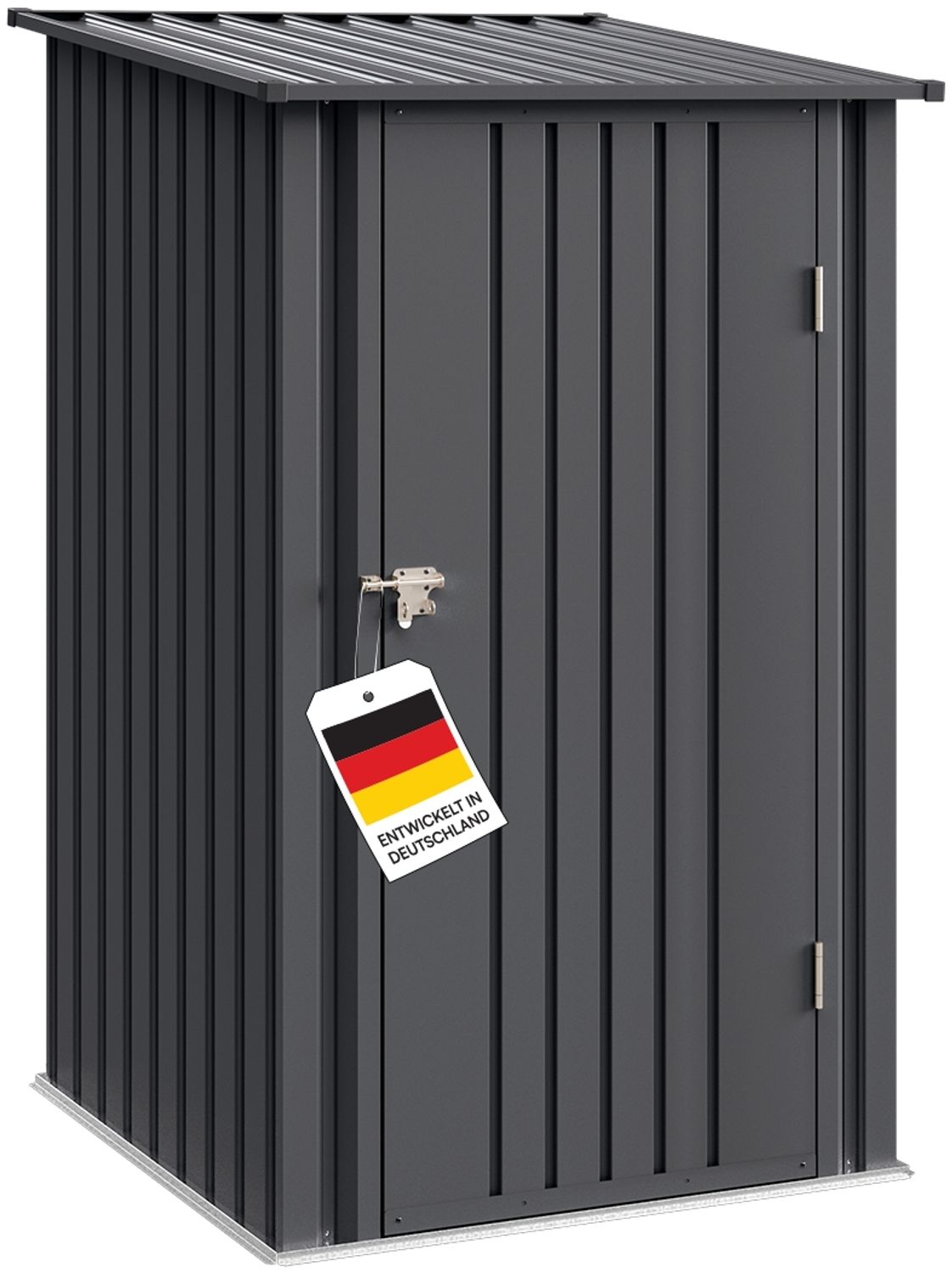 STEELSØN 'Timir' Gerätehaus Pultdach, Stahl, anthrazit, wetterfest, 100x103x146/160 cm, abschließbar Bild 1