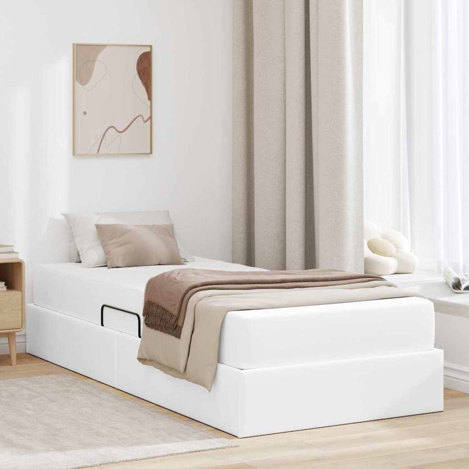 vidaXL Aufbewahrungsbett mit Matratze mit Matratze 2 pcs Weiß Leder 3399597 Bild 1