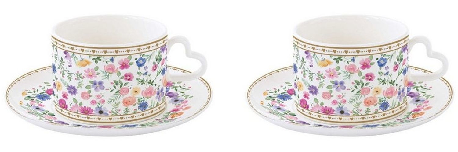 EasyLife Tasse Mon Amour, Porzellan, Spülmaschinengeeignet, Mehrfarbig, Herzen & Blumen, H: 6.5cm Bild 1