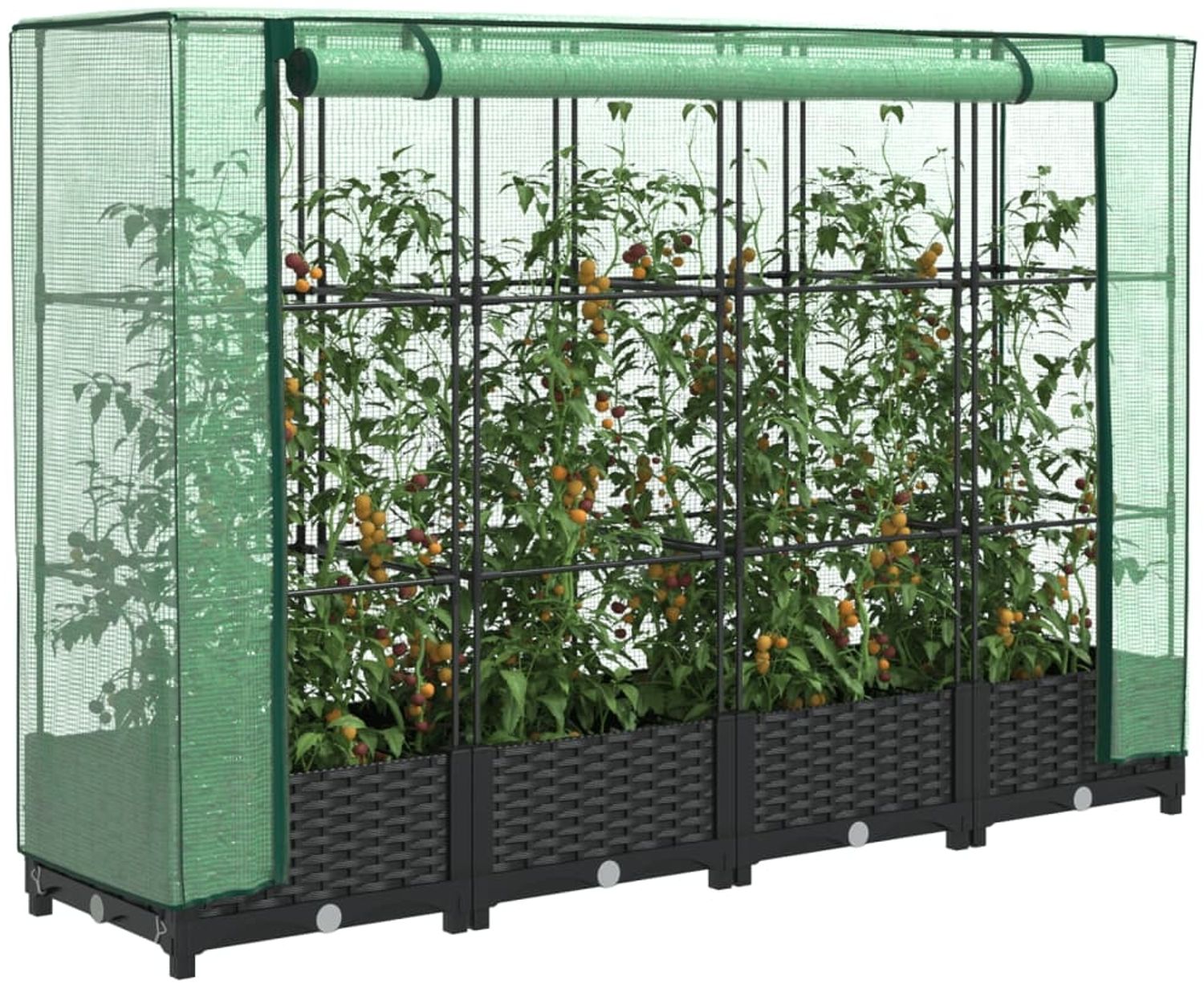 vidaXL Hochbeet mit Gewächshausabdeckung Rattanoptik 160x40x123 cm 4015812 Bild 1
