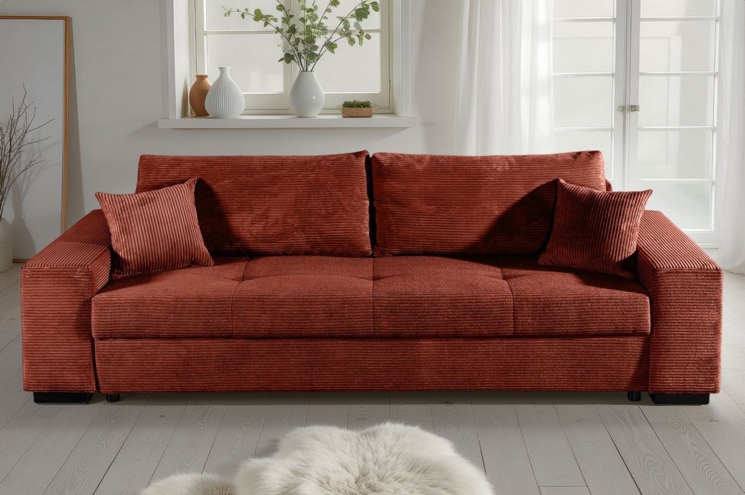 COLLECTION AB Schlafsofa Kreta, B: 248 cm, Liegefl. 137x195 cm, Bettfunktion, Bettkasten & 2 Zierkissen, optional mit Topper Bild 1