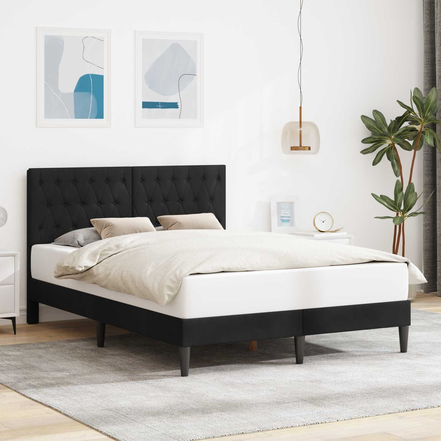 vidaXL Bettrahmen mit Kopfteil Schwarz 120 x 190 cm Samt 42027653 Bild 1