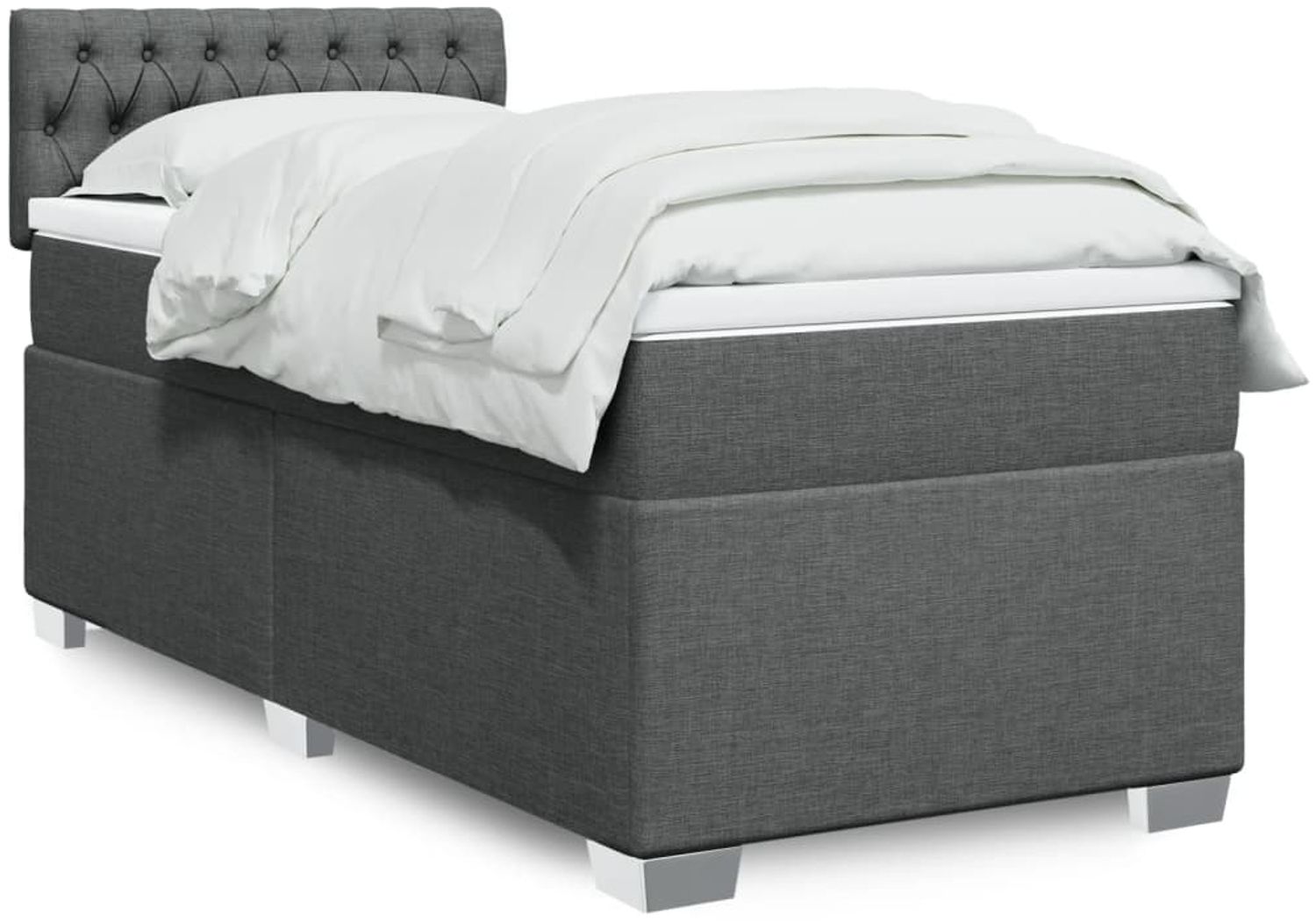 vidaXL Boxspringbett mit Matratze Dunkelgrau 100x200 cm Stoff 3288107 Bild 1