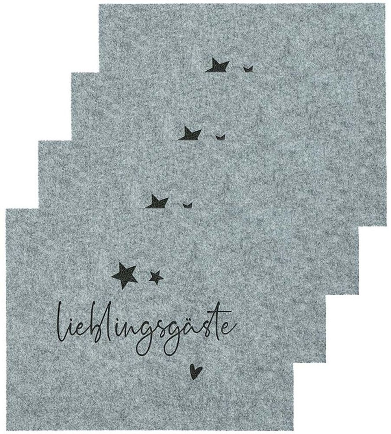NOOR LIVING Platzset Tischset aus Deko Filz, (4er Set 45x35cm, mit Beschriftung "Lieblingsgäste), ideal für Tischdeko Weihnachten oder Geburtstag Bild 1