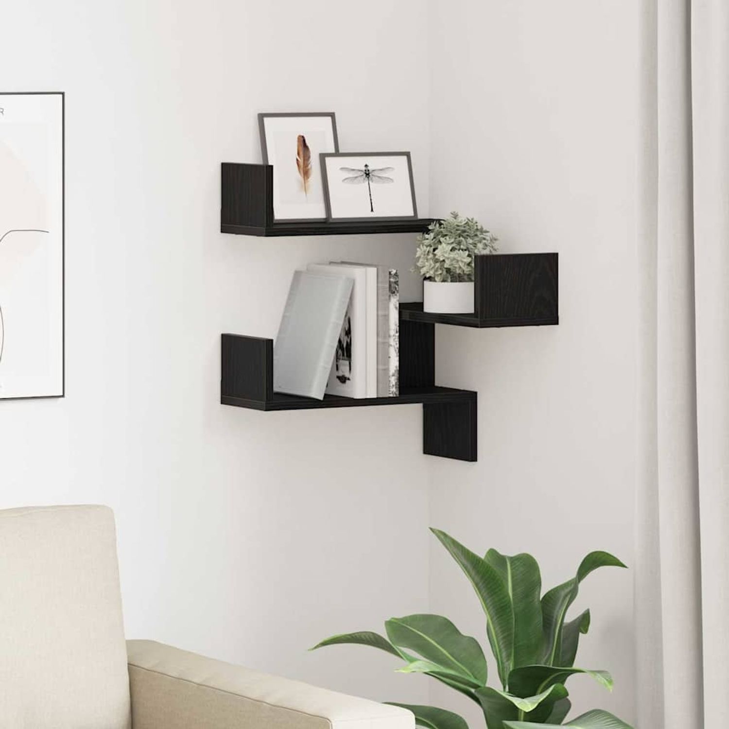 vidaXL Wandregal Schwarz Eichen-Optik 40 x 40 x 49,5 cm Holzwerkstoff 862652 Bild 1