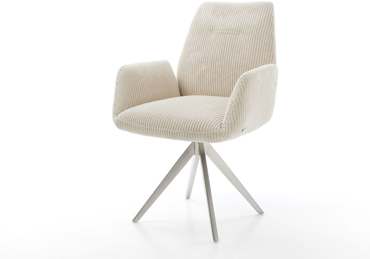 Esszimmerstuhl Zoa-Flex Cord Beige Kreuzgestell kantig Edelstahl Taschenfederkern Bild 1