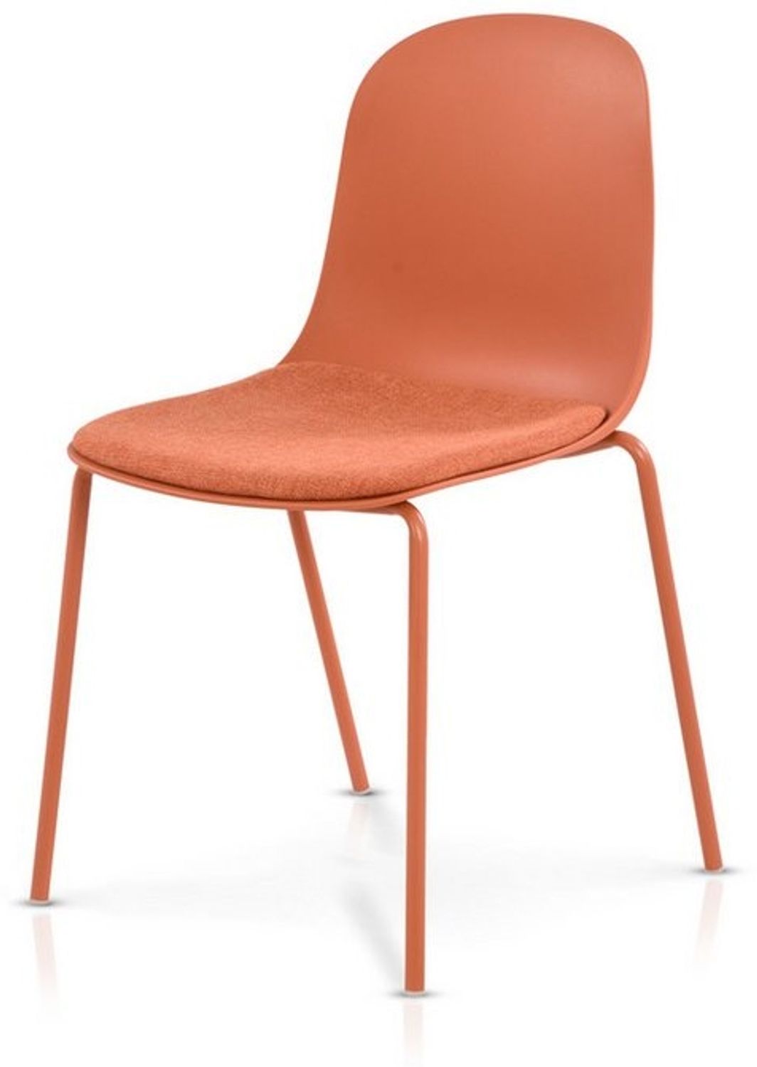 KHG Stapelstuhl Küchenstuhl Orange, bis 120 kg belastbar, Minimalistischer Stil, Stapelbar, 4-Fußgestell, Ton-in-Ton Kunststoffsitzschale gepolstert Bild 1