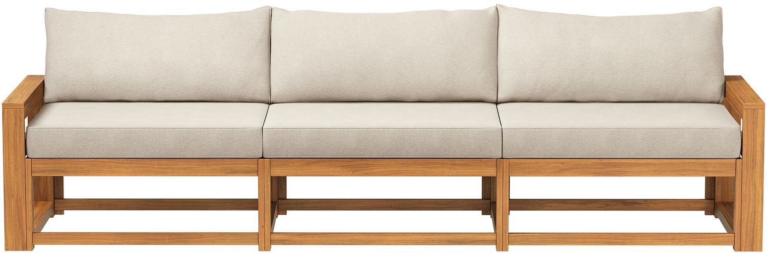 STEELSØN 'Mizaru' Premium Gartenlounge, Gartenmöbel Set, taupe, Akazienholz, wetterfest und UV-beständig, Outdoor Sofa 3 Sitzer Bild 1