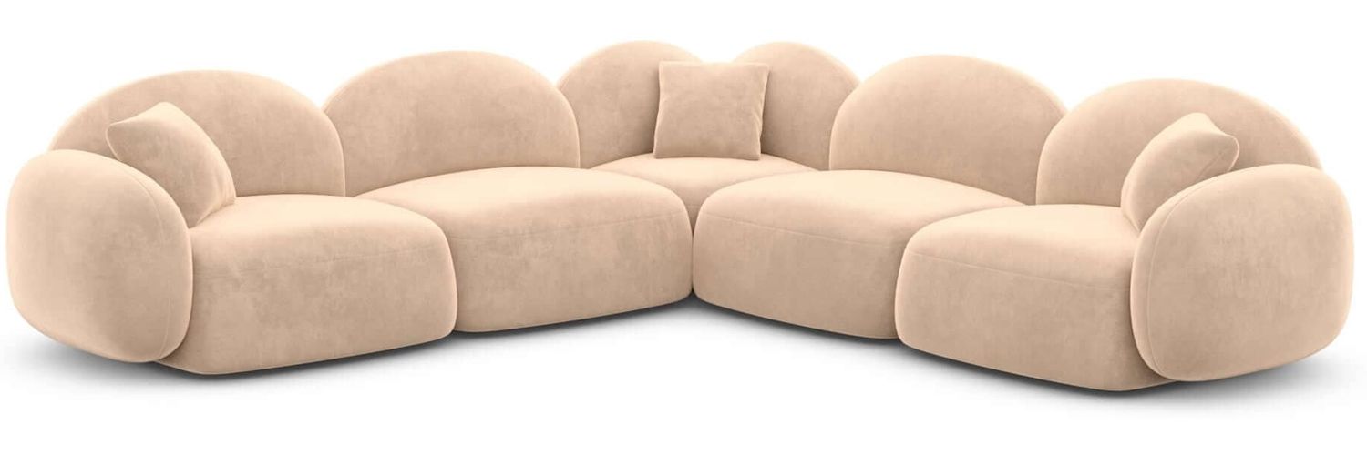 Ecksofa Mirello L Form aus Samtstoff - Samtstoff - beige Bild 1