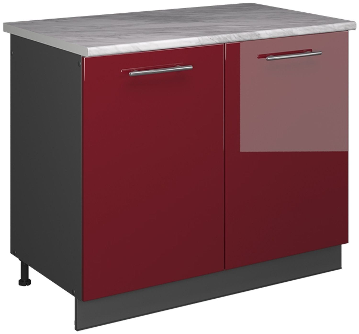 Spülenunterschrank Fame-Line Bordeaux Hochglanz/Anthrazit 100 cm, AP Marmor Vicco Bild 1