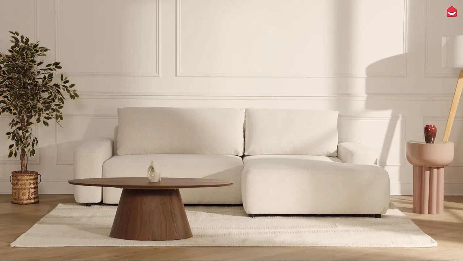 Vente-unique - DAVISO Sofa Stoff Schokoladenbraun - B 162 cm x H 87 cm x L 264 cm Bild 1