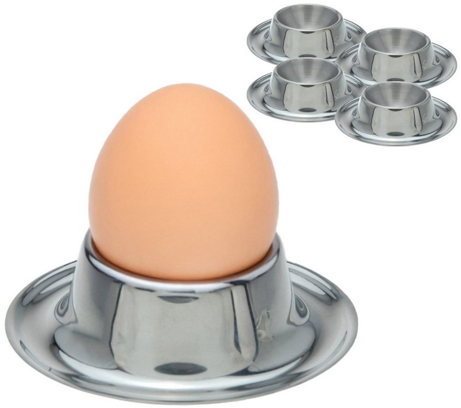Koopman Eierbecher Edelstahl Rund 1/ 4 er Set, (4-tlg), 4 Stk, Metall, Ø8cm, Lebensmittelecht, Spülmaschinengeeignet Bild 1