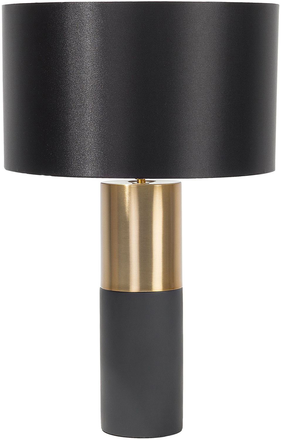 'Darling' Tischlampe Grau und Gold Metall 61 cm runder Stoffschirm Schwarz Lampenfuß Säulenform Kabel mit Schalter Moderner Look Bild 1