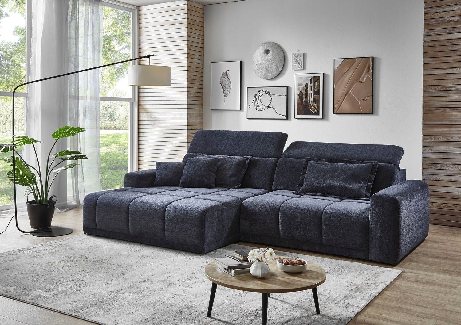 Polstergarnitur >Belan< Sitztiefen + Kopfteilverstellung, anthrazit - 288x80x176cm (BxHxT) Bild 1