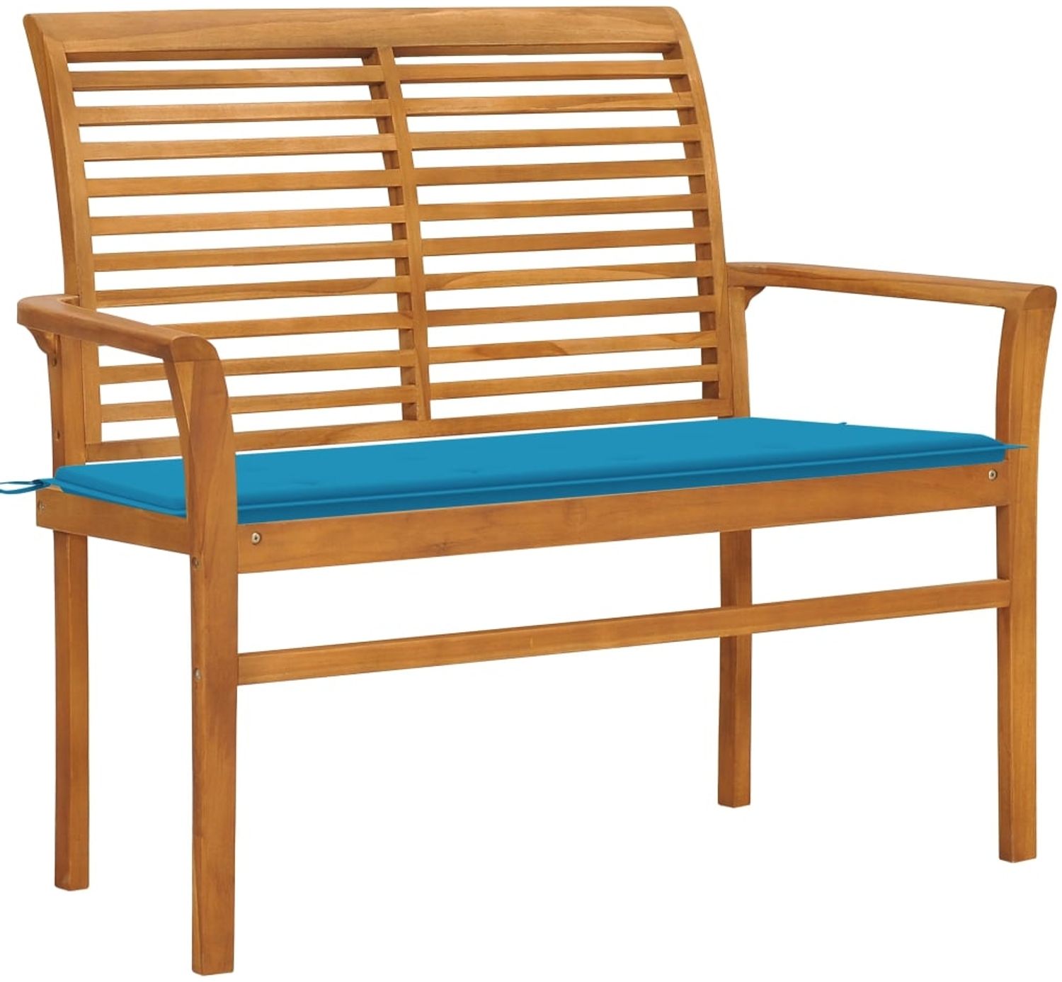 vidaXL Gartenbank mit Blauer Auflage 112 cm Massivholz Teak 3062653 Bild 1