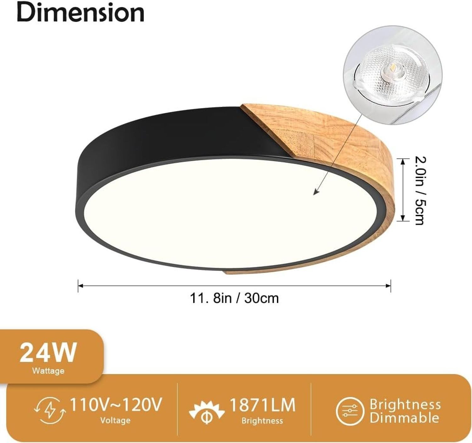 Riserva LED Deckenleuchte Macaron LED Deckenleuchte Schwarz Stufenlos Dimmbar mit Fernbedienung Bild 1