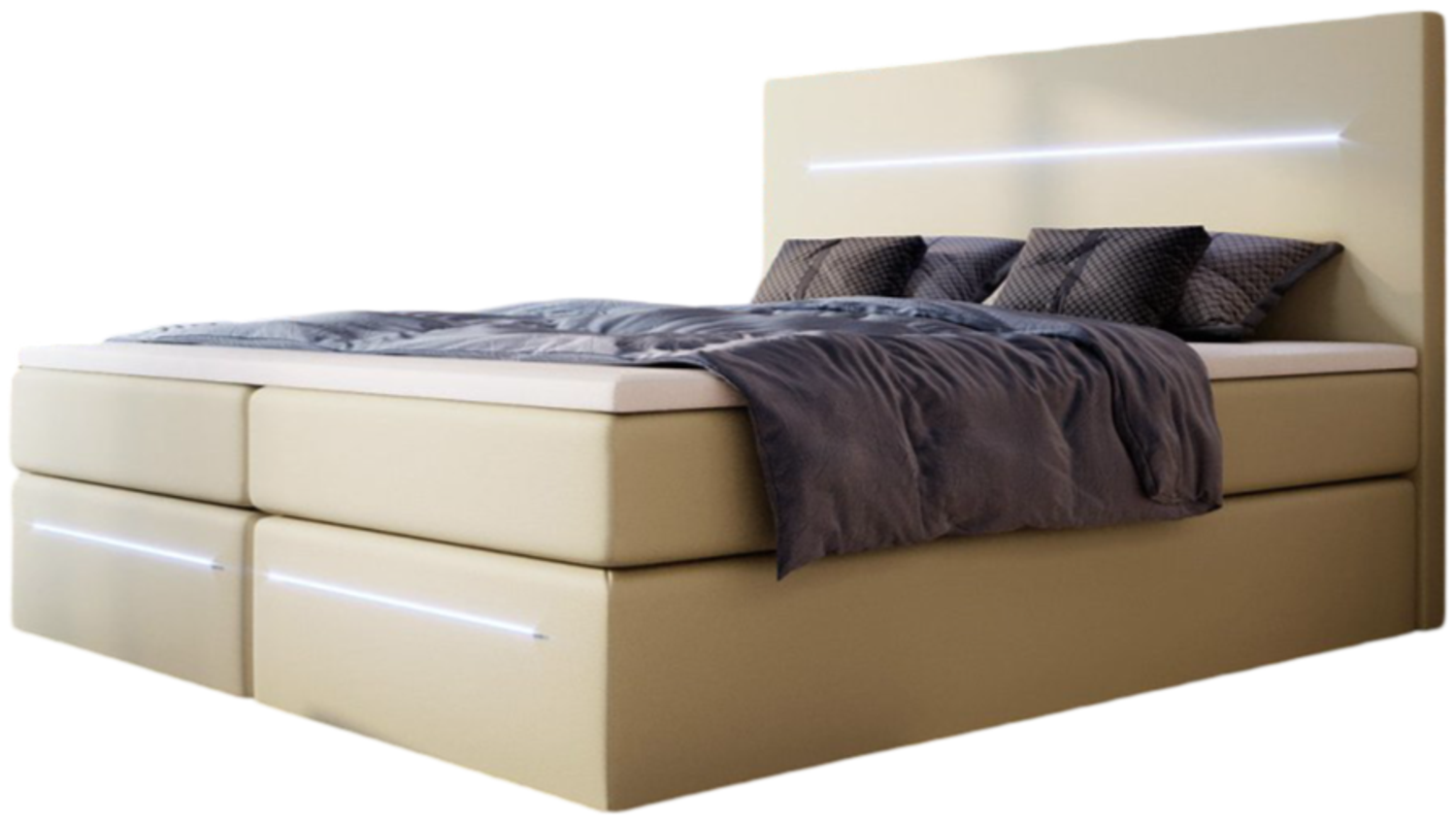 Boxspringbett Sejour mit LED u. Stauraum 120x200 Beige H3 (70-100kg) Bild 1