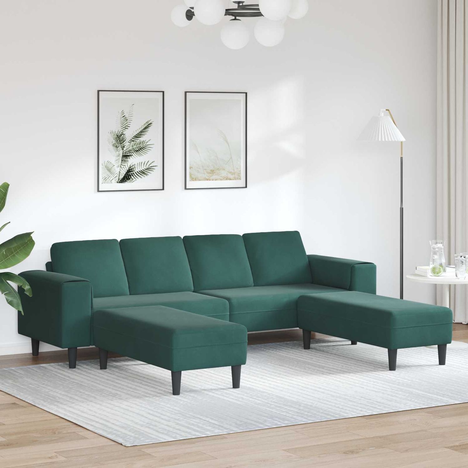 vidaXL Wohnzimmer Couch 3 pcs Dunkelgrün 250 x 188 x 76 cm 3335124 Bild 1