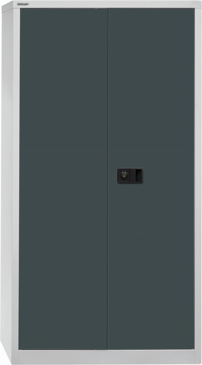 Bisley 'Universal' Flügeltürenschrank, 3 verzinkte Fachböden, 4 OH, lichtgrau / anthrazitgrau, 180,6 x 40 x 91,4 cm Bild 1
