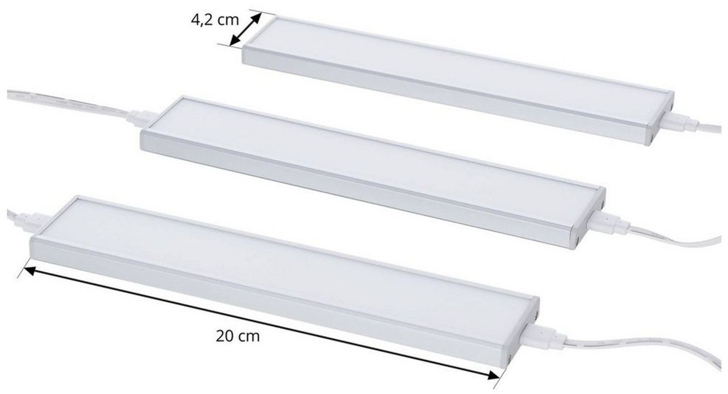 Prios Unterschrankleuchte Ashtonis, LED, Kunststoff Alu warmweiß IP20mit Bewegungsmelder, 3 x 1,4 W LED, warmweiß Bild 1