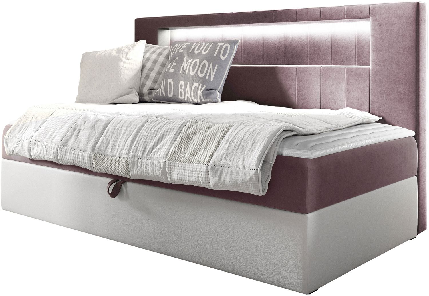 Boxspringbett 'Gladino Junior 2' rosa 90x200 cm Bild 1