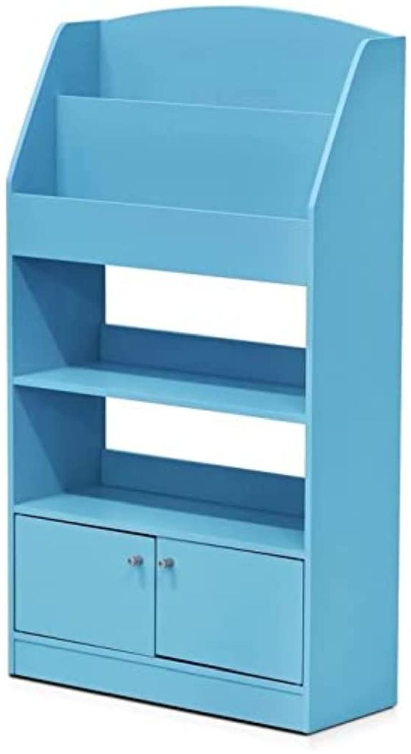 Furinno Magazin/Bücherregal mit Spielzeugschrank für Kinder, holz, Hellblau, 24 x 24 x 110. 01 cm Bild 1