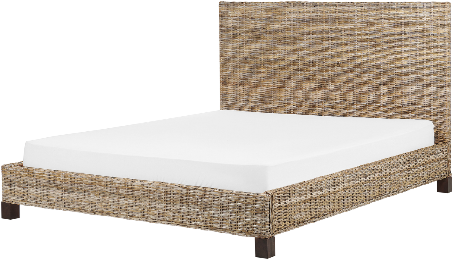 Bett mit Lattenrost SALBRIS 160 x 200 cm Rattan Natürlich Bild 1