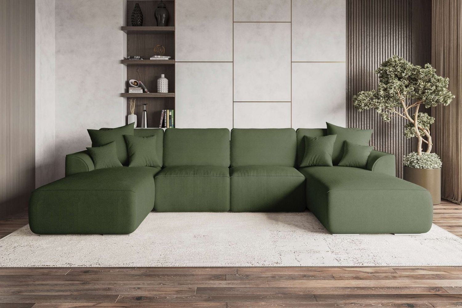 99rooms Wohnlandschaft Gusto, Sofa, U-Form, mit Schlaffunktion, mit abnehmbaren Kissen, Bezug - Cord POSO Bild 1