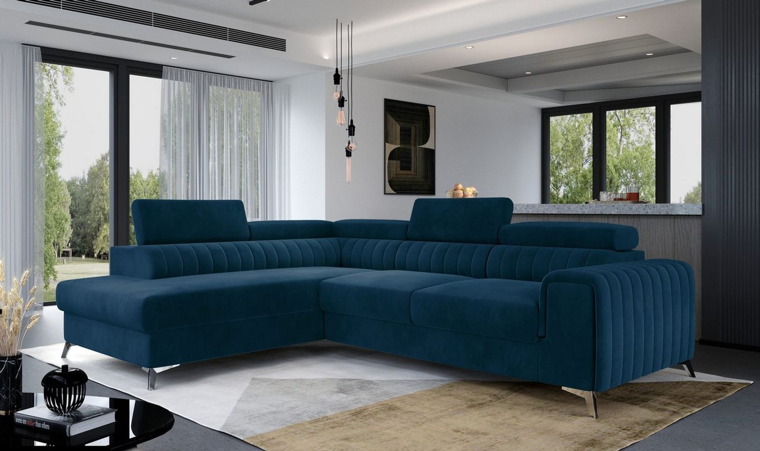 MOEBLO Ecksofa OLIVIER, mit Schlaffunktion und Bettkasten, Couch für Wohnzimmer, Schlafsofa Sofagarnitur L-Form Wohnlandschaft mit Bettfunktion, mit Schlaffunktion Bild 1