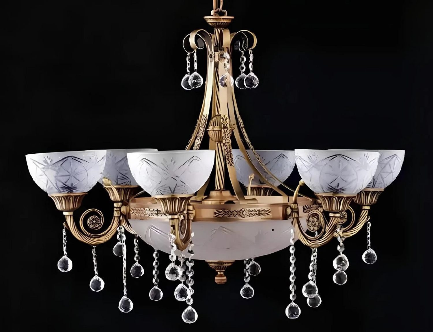 JVmoebel Deckenleuchte Lüster Deckenlampe Deckenleuchter Lampe Kronleuchter Glas Gold, Made in Europa Bild 1
