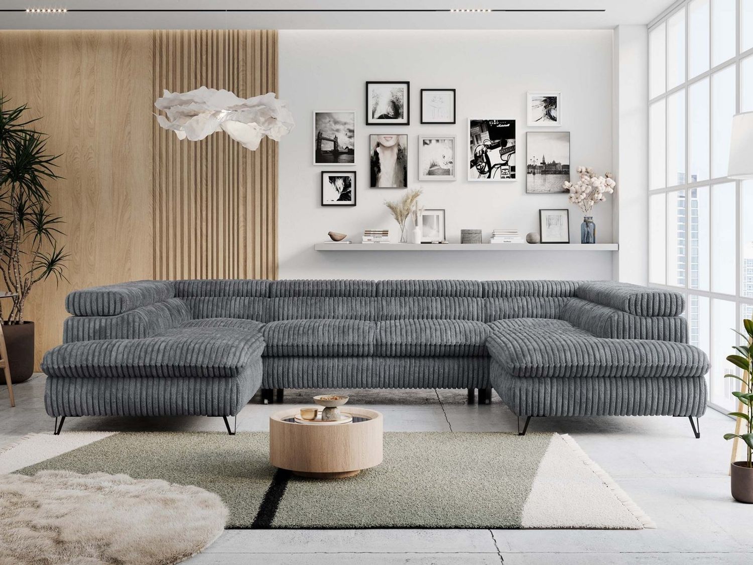 MKS MÖBEL Ecksofa PETER U, Set, Ecksofa U-Form, Wellenfedern, HR35-Schaum, form, Sofa big XXL, Bettkasten, Bettfunktion, Einstellbare Kopfstützen Bild 1