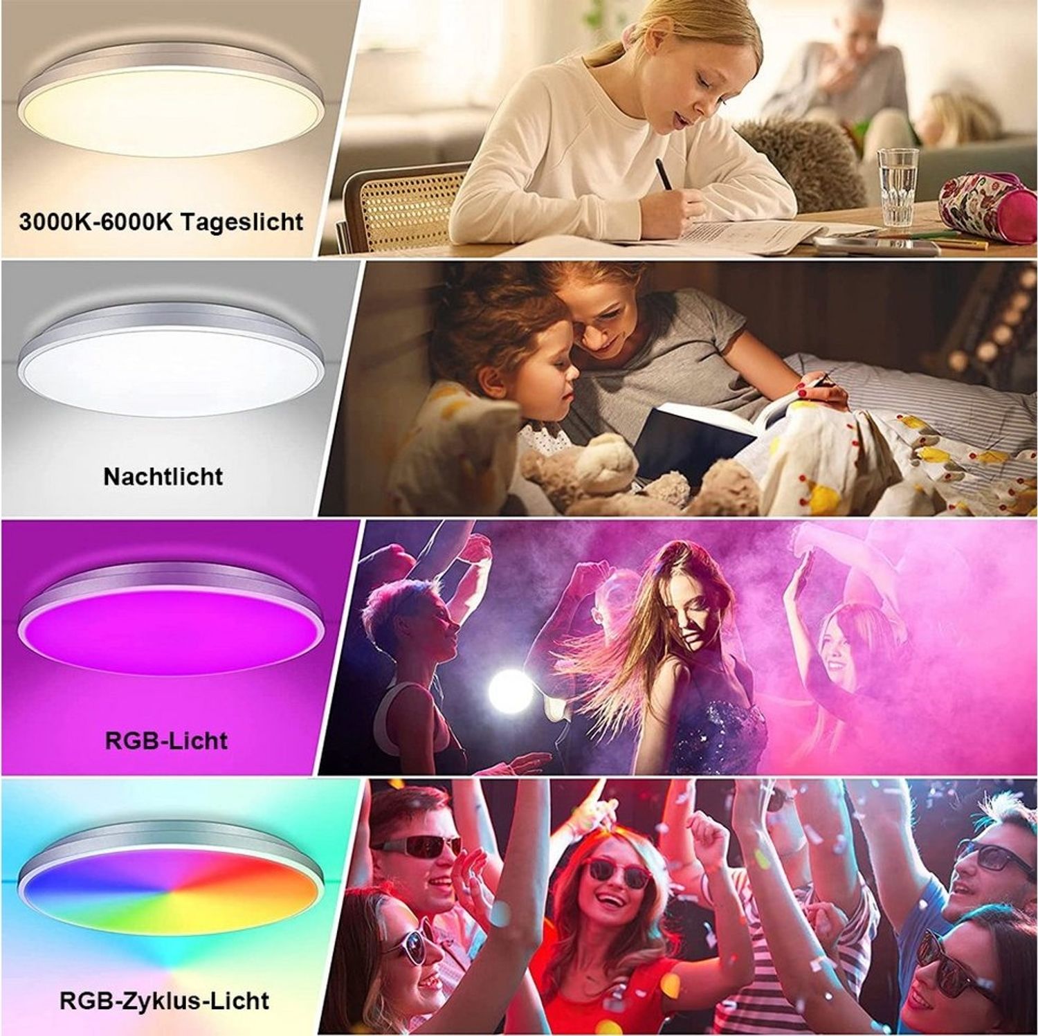 Qualra Deckenleuchte 3000-6000K RGB LED Deckenleuchte Memory Funktion Dimmbar Deckenlampe, mit Fernbedienung 24W für Schlafzimmer Kinderzimmer Küche Wohnzimmer Bild 1