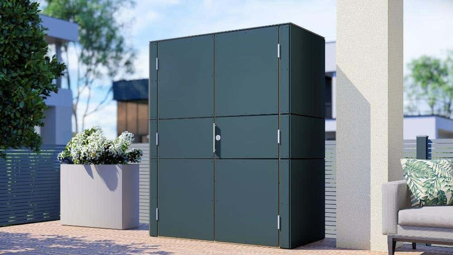 Alpholz Gartenschrank HPL Highboard aus Holz in Schwarzmit 6 mm Wandstärke Bild 1