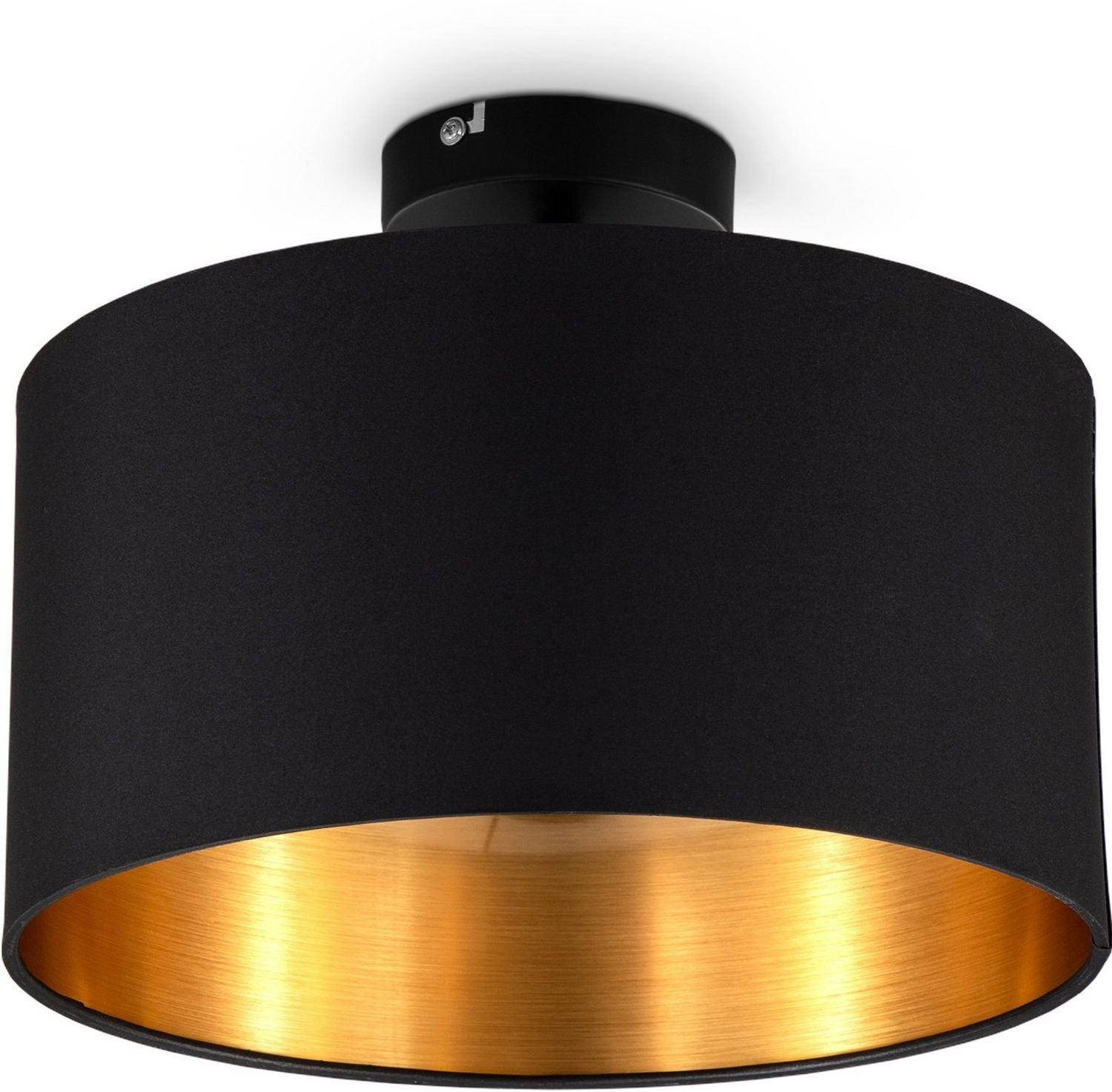 B.K.Licht Deckenleuchte Stoffdeckenlampe E27 Ø30 cm Schwarz-Gold - BKL1420, 1-flammig Ø30cm 60W Wohnzimmer Bild 1