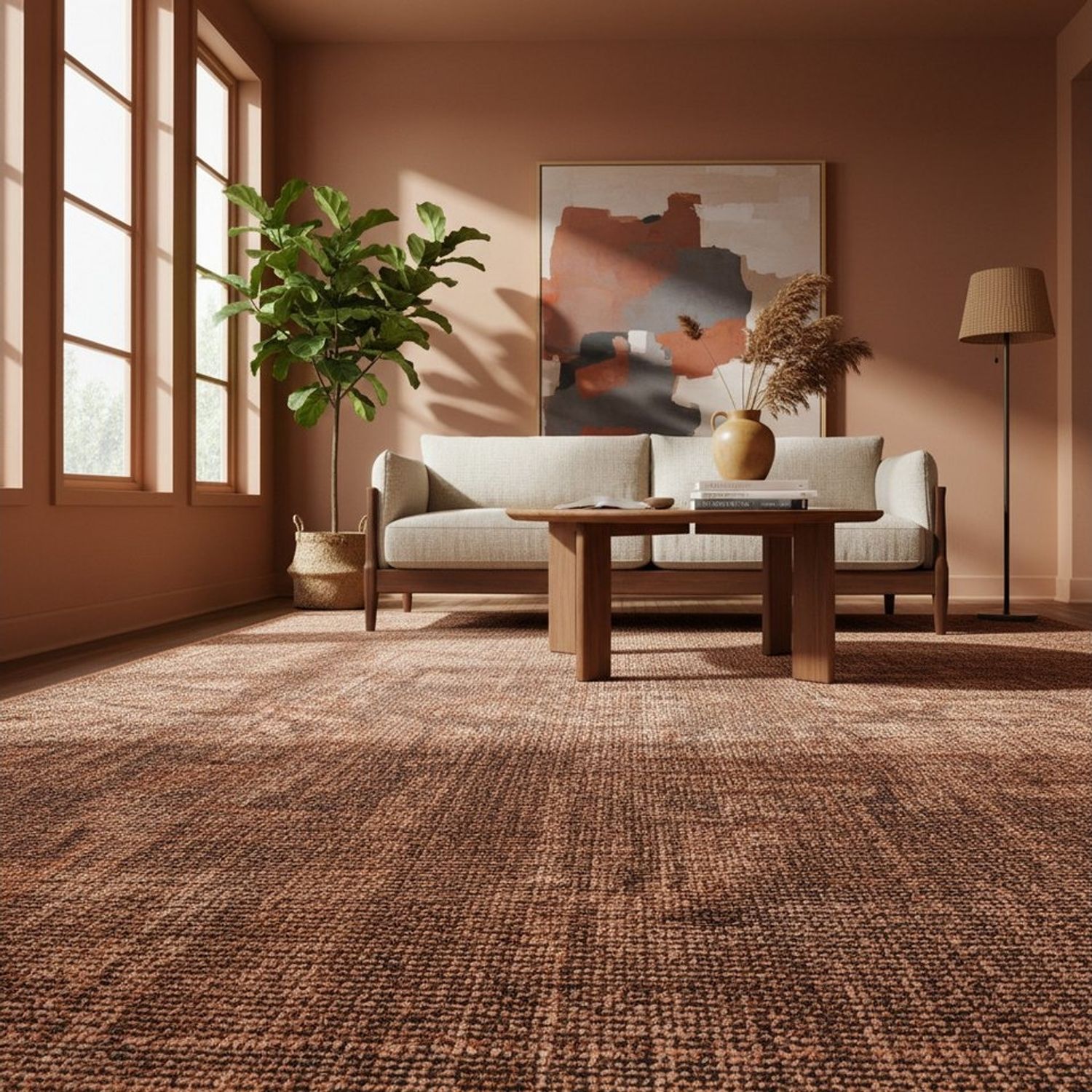 KADIMA DESIGN Wollteppich KOFEL Wohnzimmer Waschbar Schlafzimmer Wohnzimmerteppich Esszimmer, Läufer, Höhe: 9 mm, Kupfer, 80x150 cm, Esszimmerteppich Einfarbig Uni Edel Waschbar Bild 1