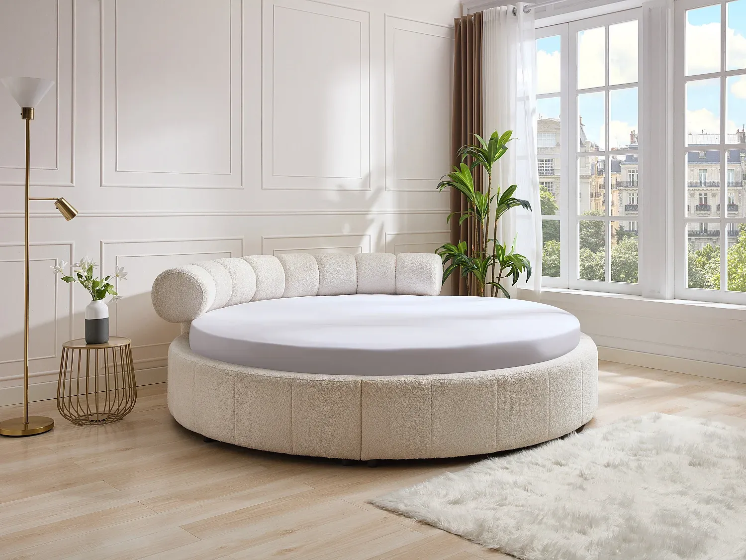 Vente-unique - ROGILA Bett Stoff Weiß - B 255 cm x H 81 cm x L 245 cm Bild 1